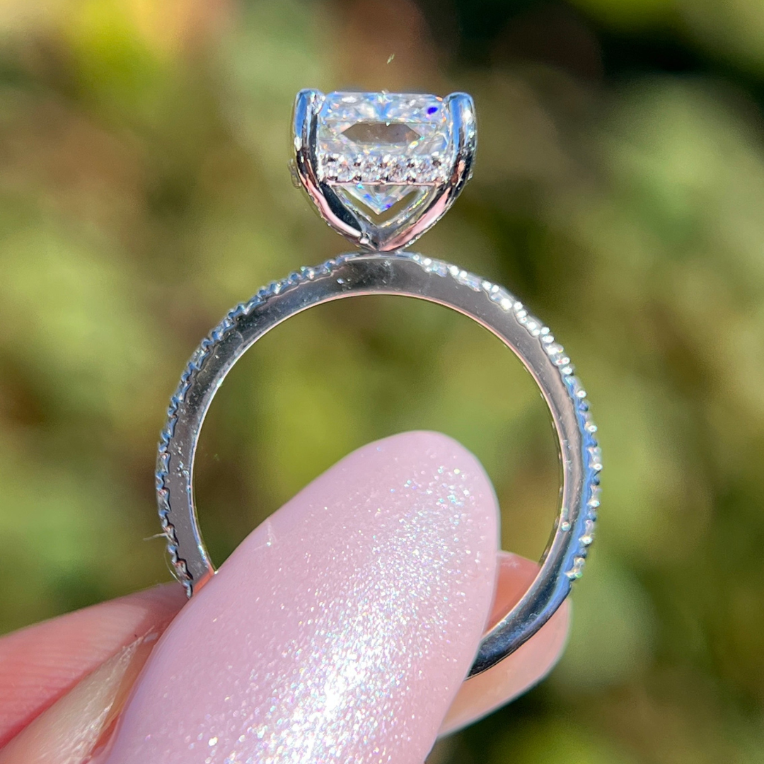 4 CT Radiant Cut Pave Engagement Ring - Moissanite Diamond