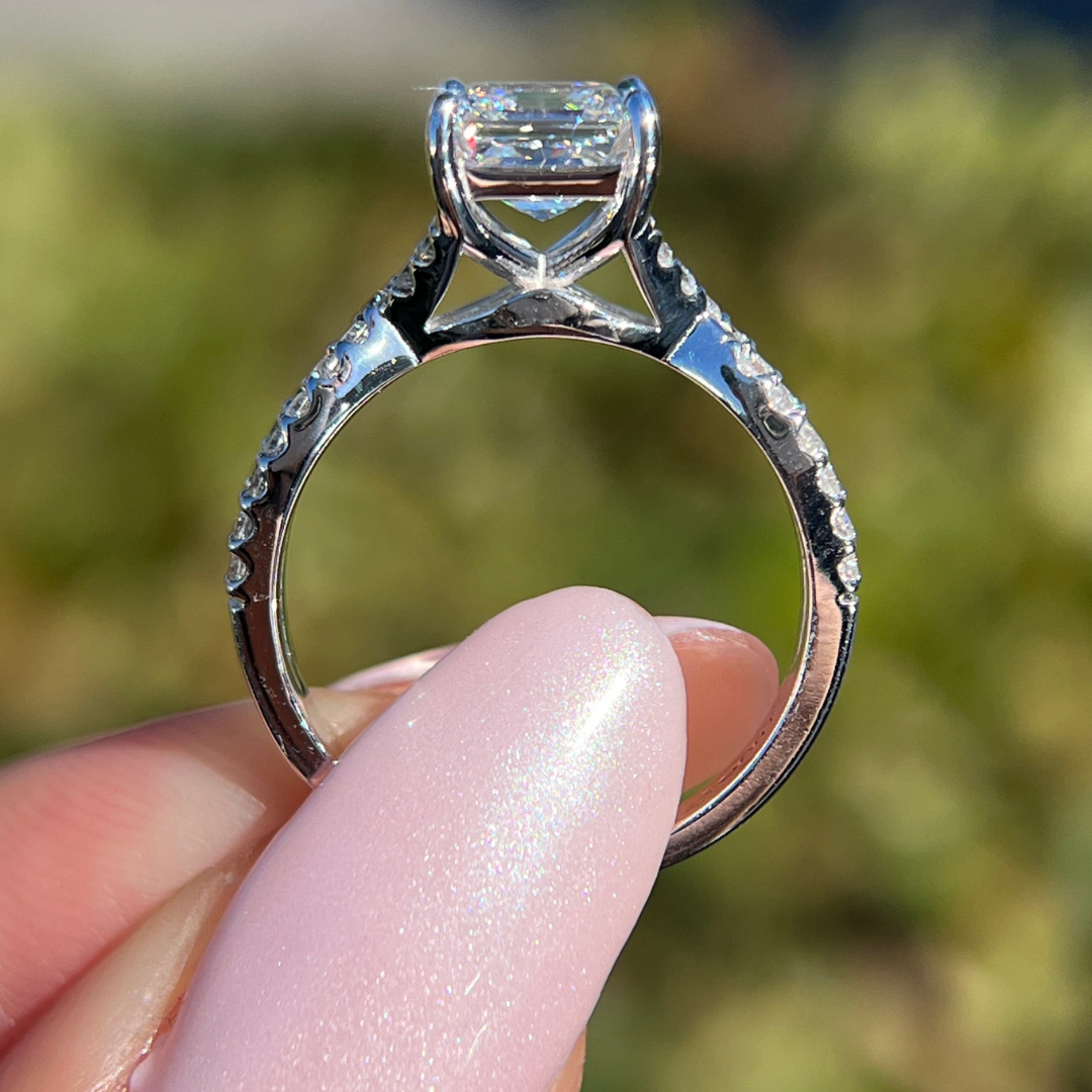 1 CT Asscher Cut Infinity Engagement Ring - Moissanite Diamond