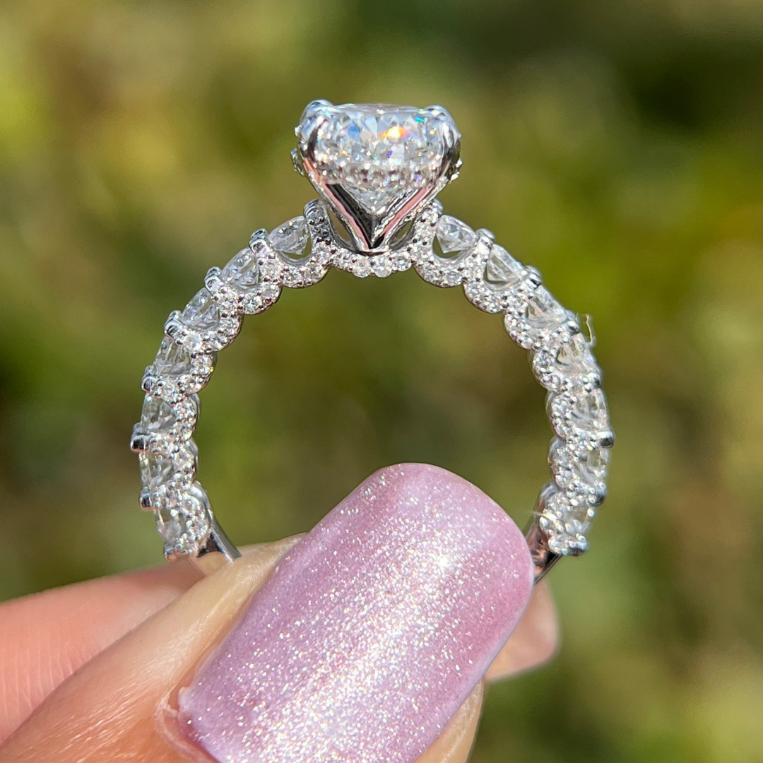 3 CT Oval Cut Pave Engagement Ring - Moissanite Diamond
