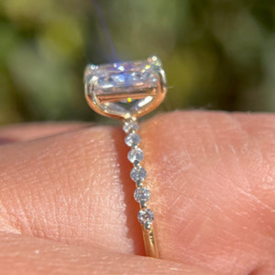 1 CT Radiant Cut Pave Engagement Ring - Lab Grown Diamond