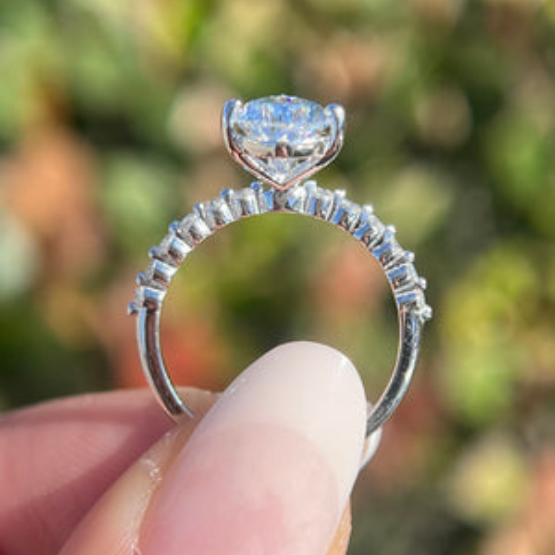 2 CT Pear Cut  Pave Engagement Ring - Lab Grown Diamond