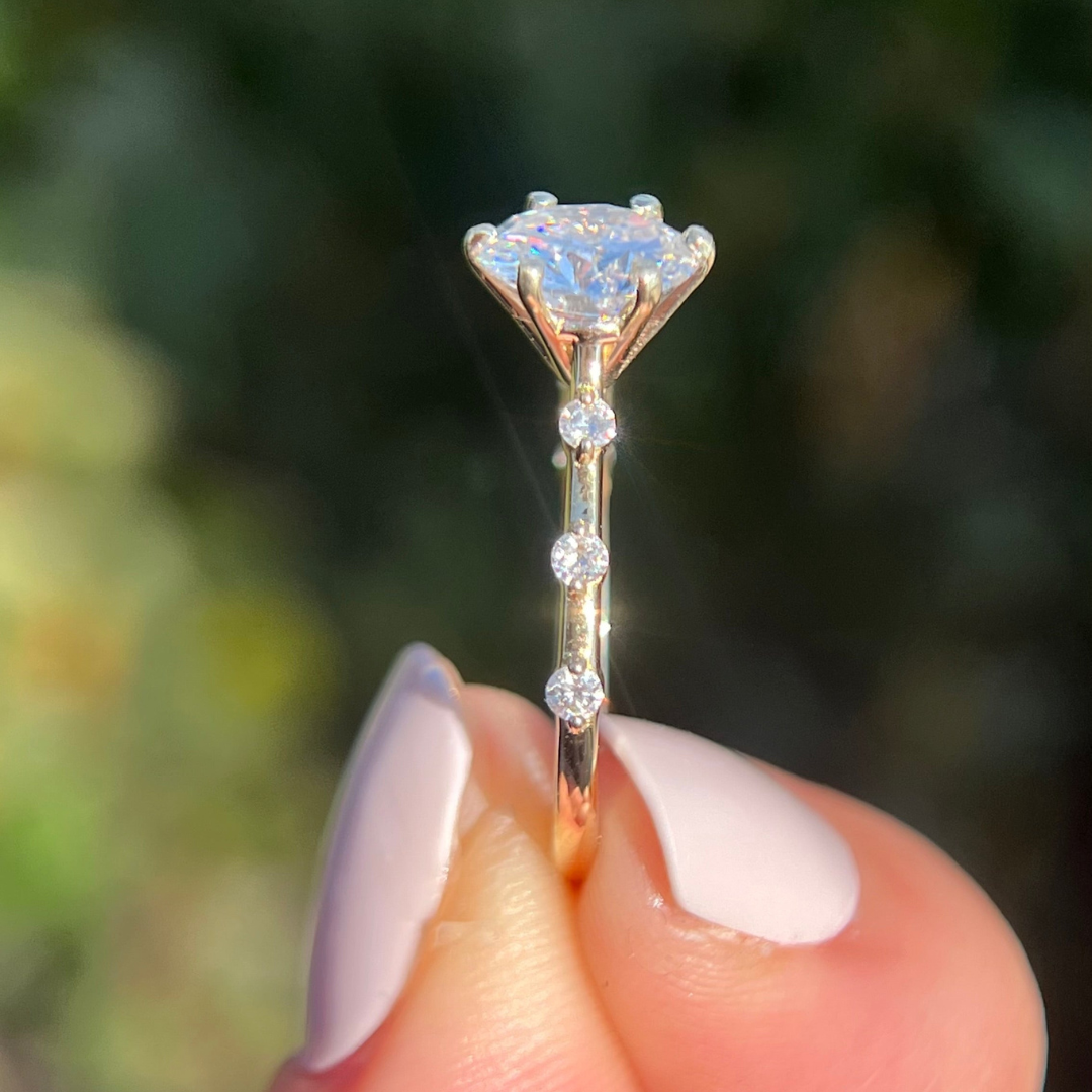 2 CT Round Cut Petite Pave Engagement Ring - Lab Grown Diamond