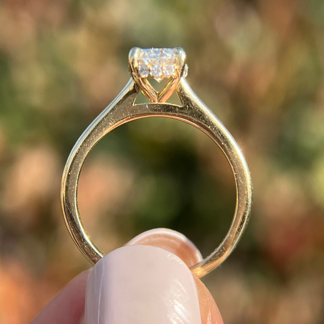 2 CT Oval Cut Solitaire Hidden Halo Engagement Ring - Lab Grown Diamond