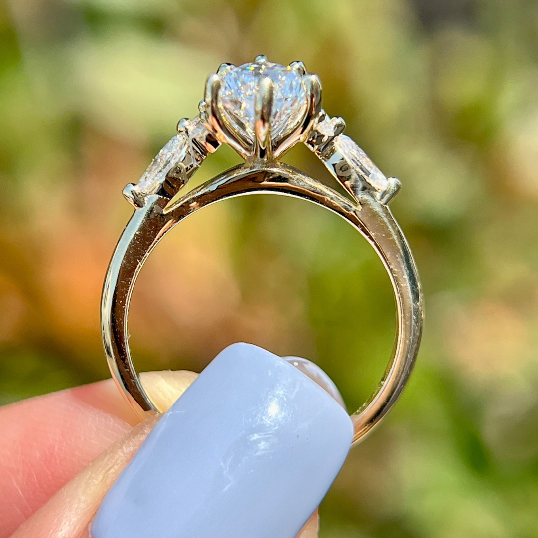 2 CT Pear Cut Cluster Engagement Ring - Moissanite Diamond