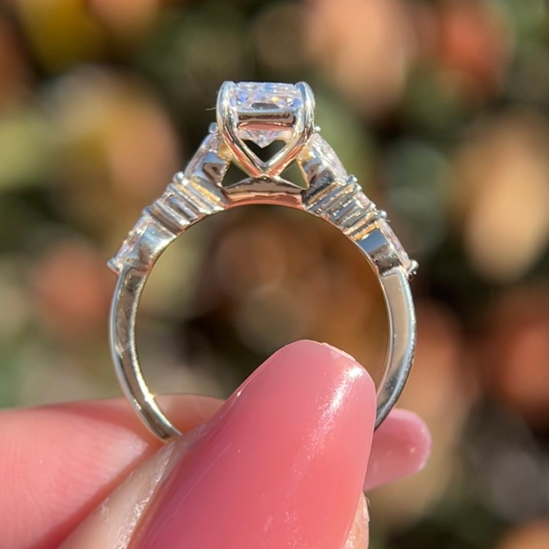2 CT Radiant Cut  Pave Engagement Ring - Lab Grown Diamond