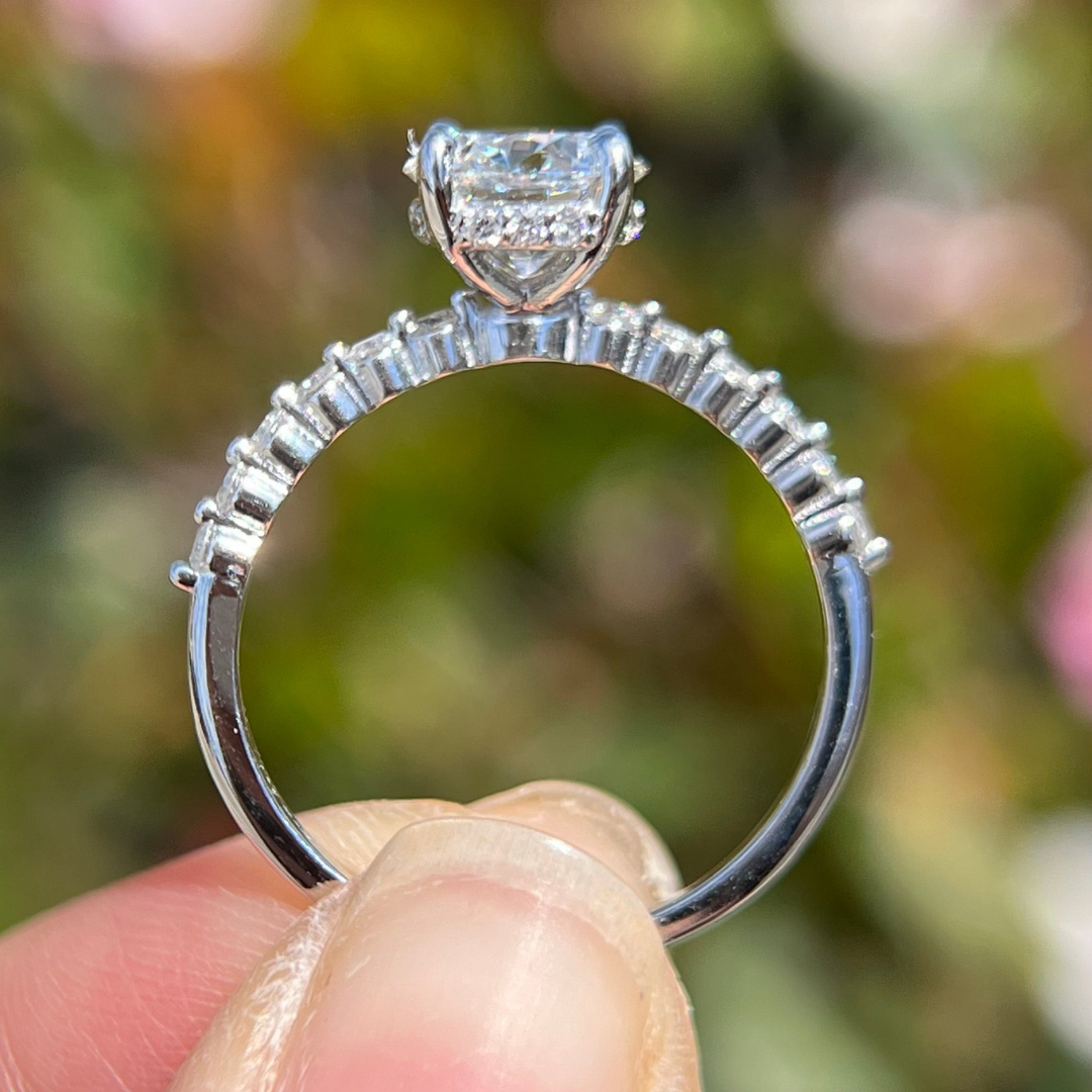 1 CT Round Cut Pave Engagement Ring - Lab Grown Diamond