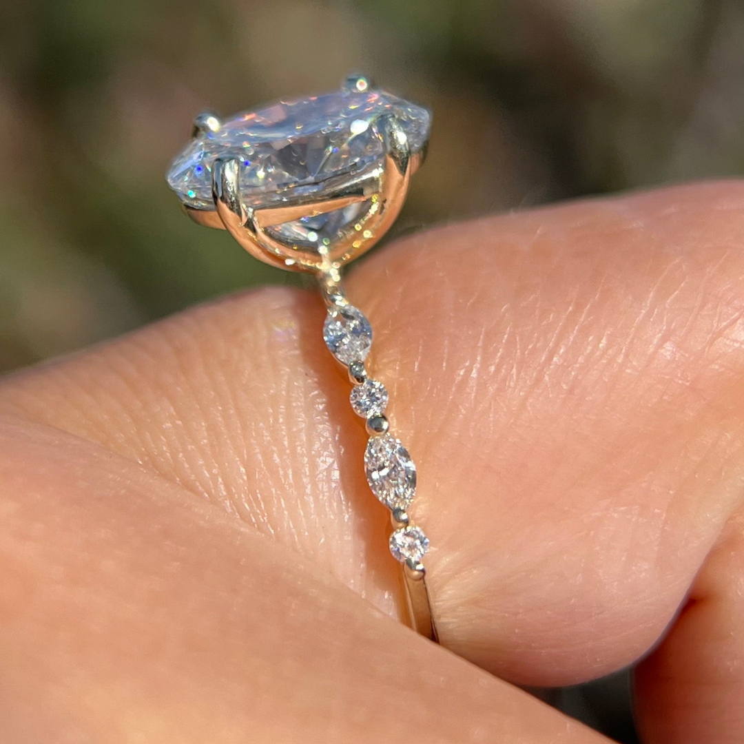 3 CT Oval Cut Pave Engagement Ring - Moissanite Diamond