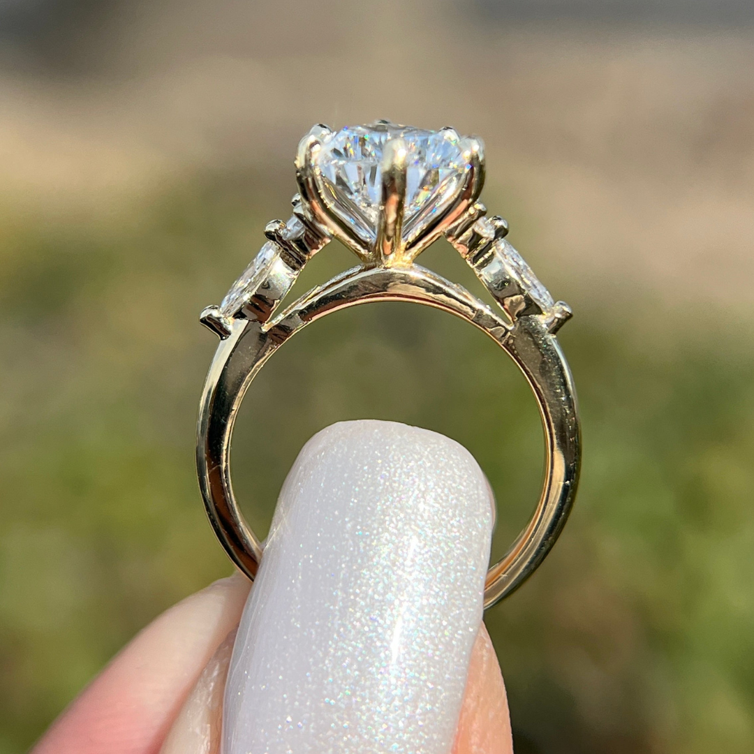 2 CT Pear Cut Three Stone Engagement Ring - Moissanite Diamond