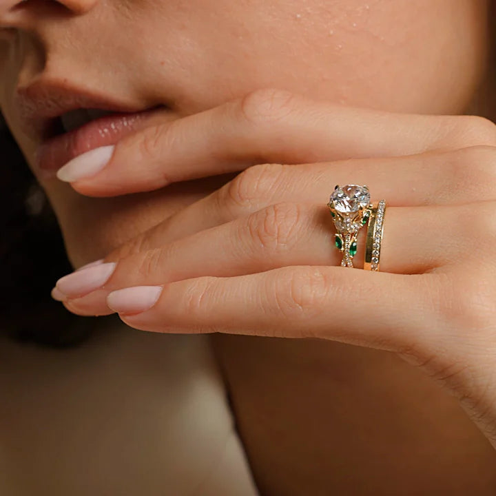 2 CT Round Cut Moissanite Diamond Nature Inspired Engagement Ring