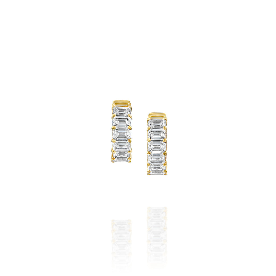 1 CT East West Emerald Cut Moissanite Diamond Hoops Earrings