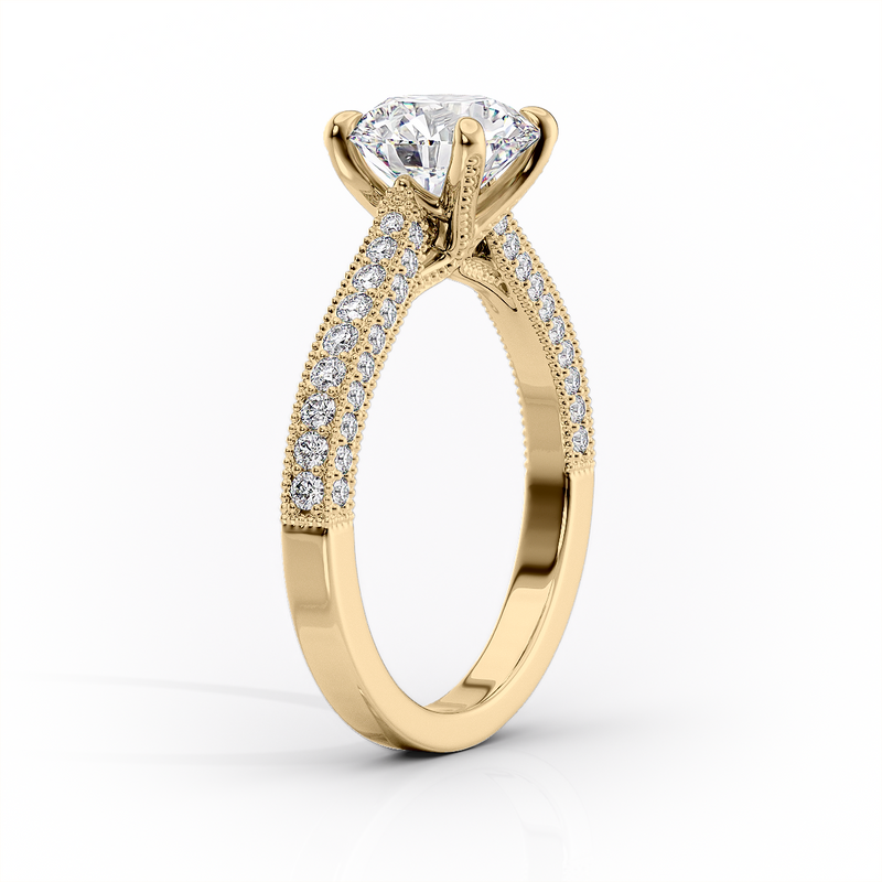 2 CT Asscher Cut Vintage Three Side Pave Engagement Ring - Moissanite Diamond