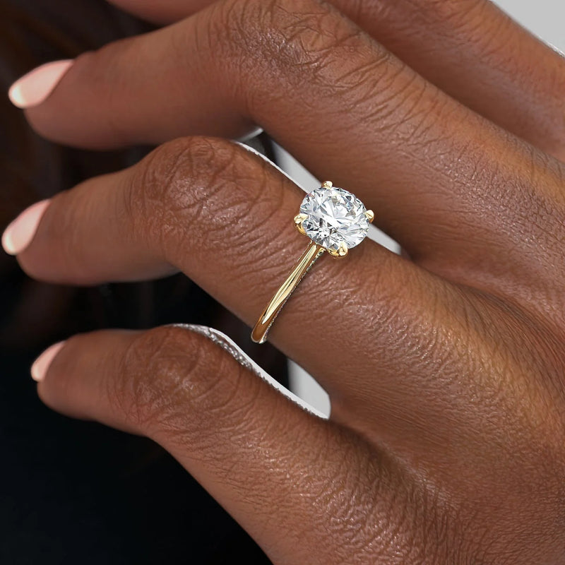 2 CT Round Cut Hidden Pave Engagement Ring - Moissanite Diamond