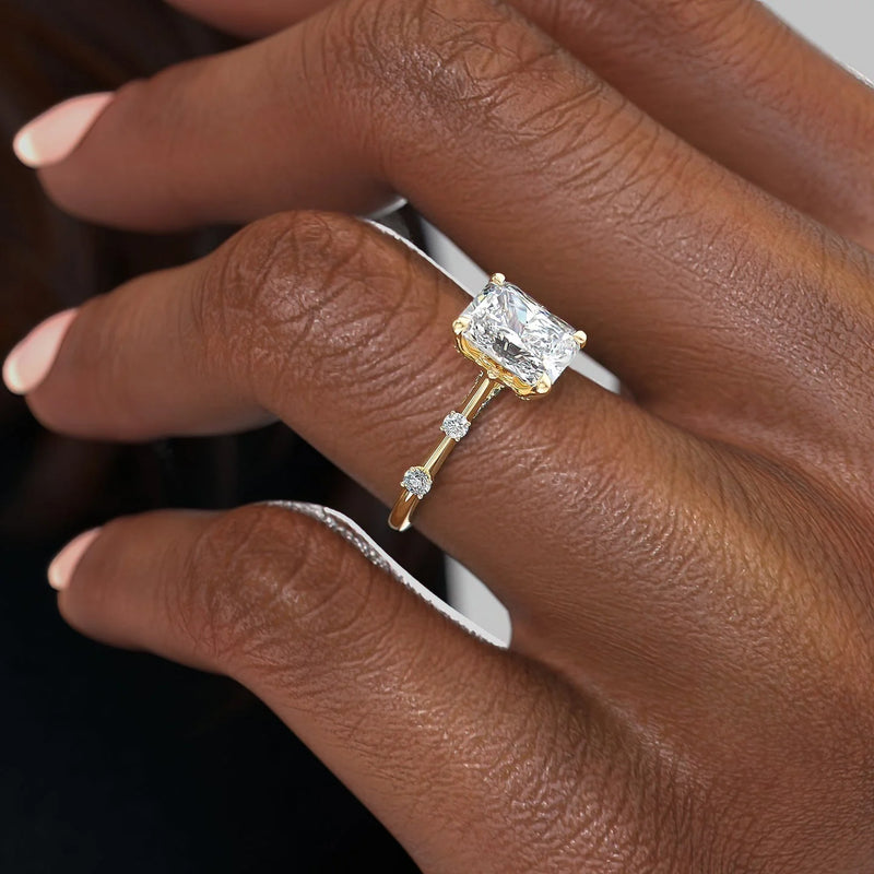 2 CT Radiant Cut Pave Engagement Ring - Moissanite Diamond