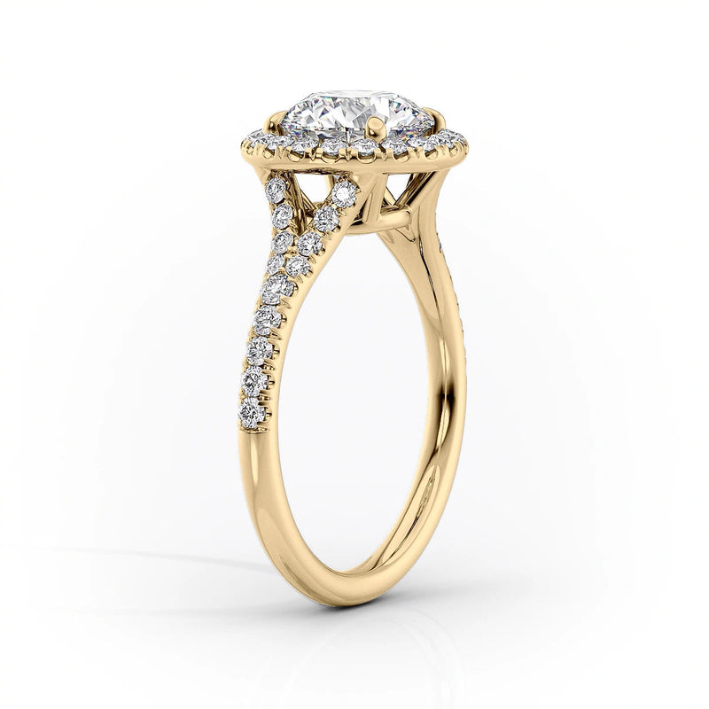 2 CT Round Cut Halo Pave Engagement Ring - Moissanite Diamond
