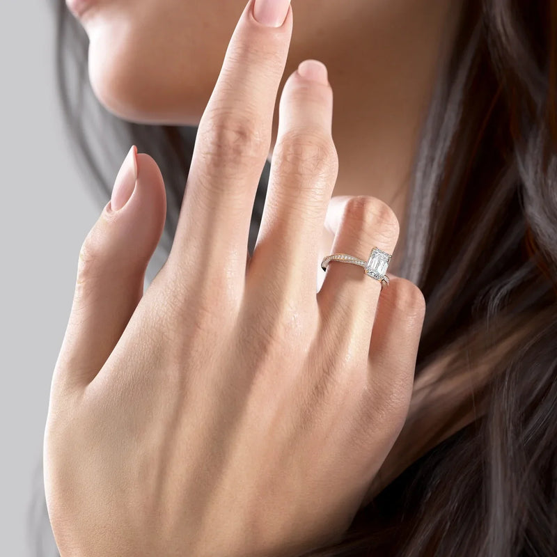 1 CT Emerald Cut Infinity Engagement Ring - Moissanite Diamond