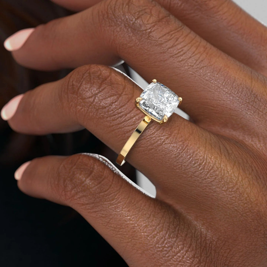 1 CT Cushion Solitaire Engagement Ring - Moissanite Diamond