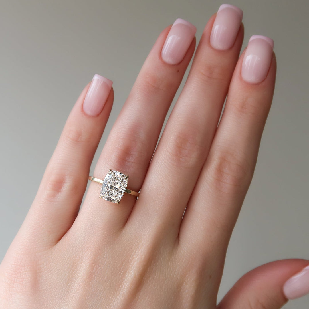 2 CT Elongated Cushion Solitaire Engagement Ring - Moissanite Diamond
