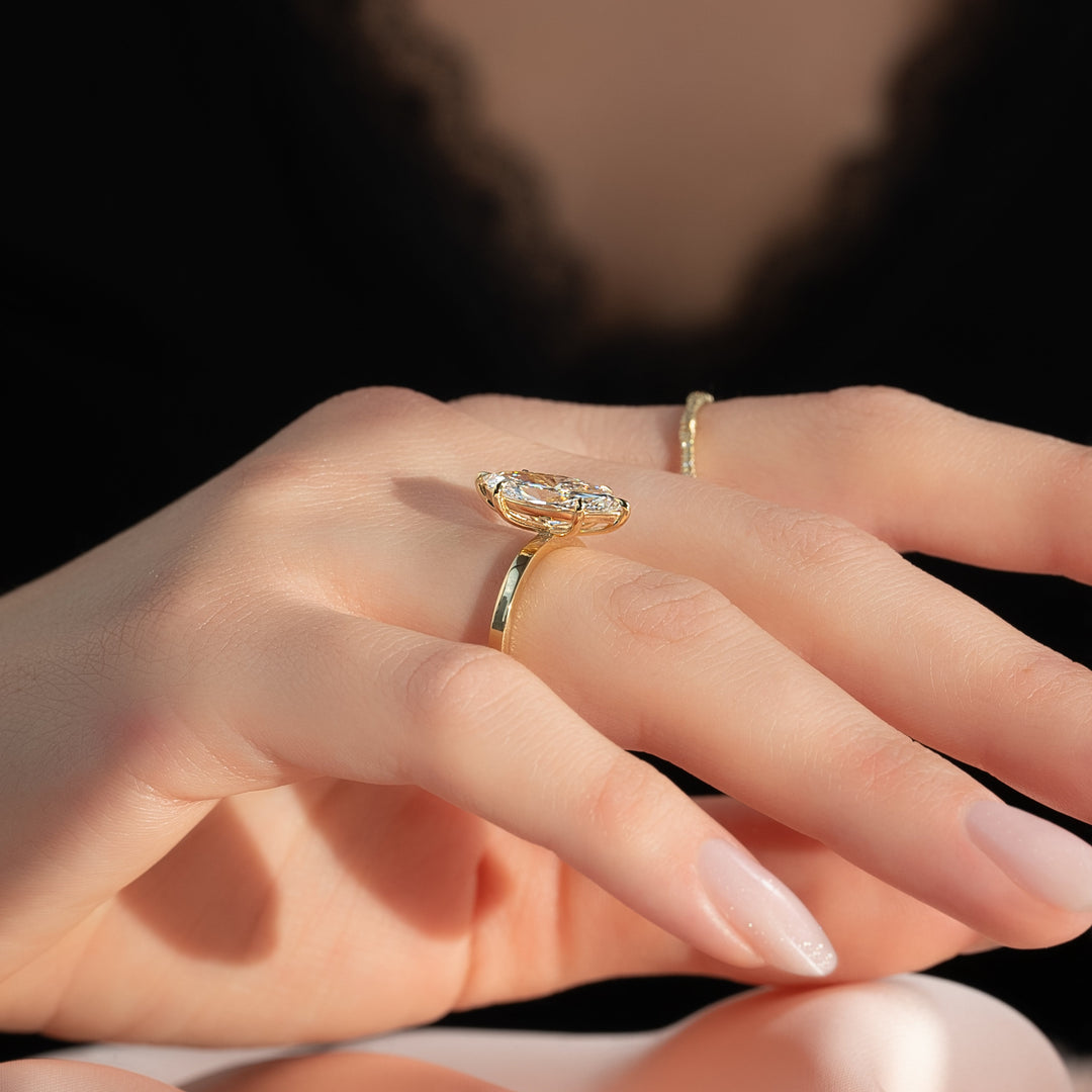 1 CT Marquise Cut Solitaire Engagement Ring - Moissanite Diamond