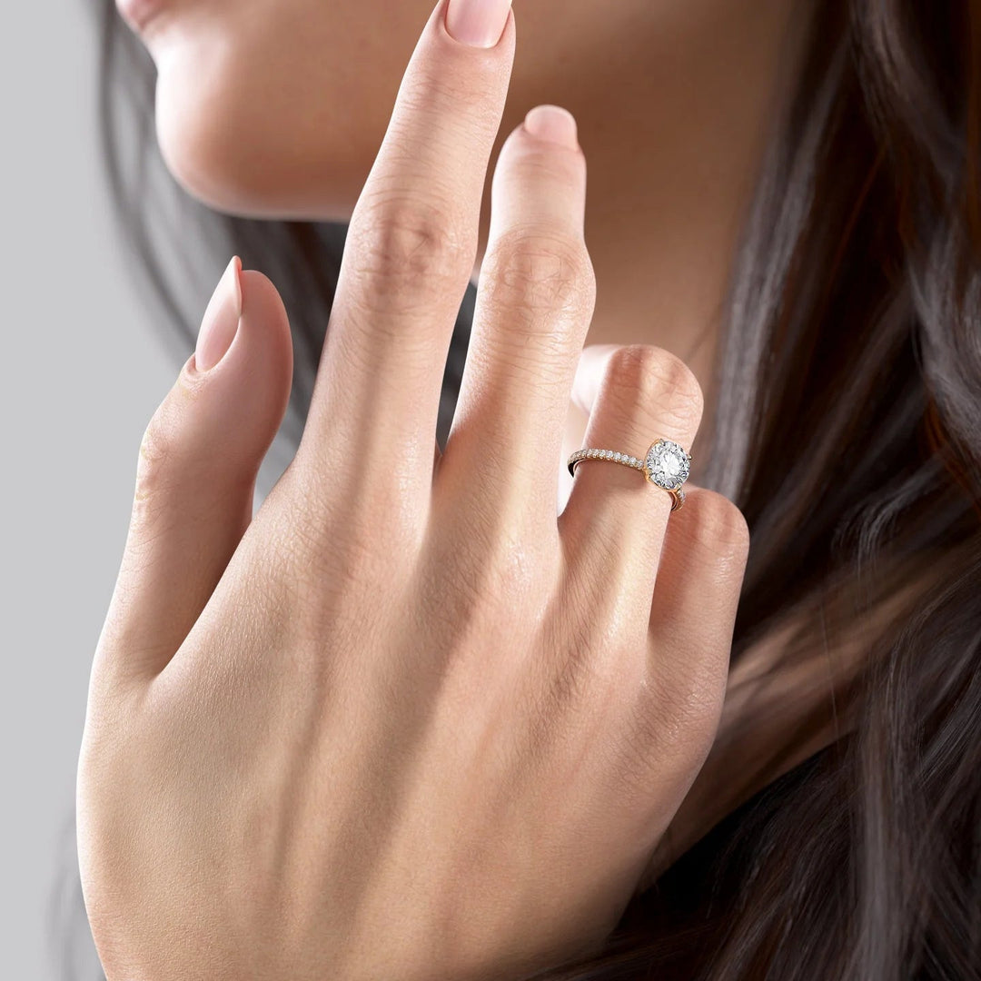 2 CT Round Cut Pave  Engagement Ring - Lab Grown Diamond