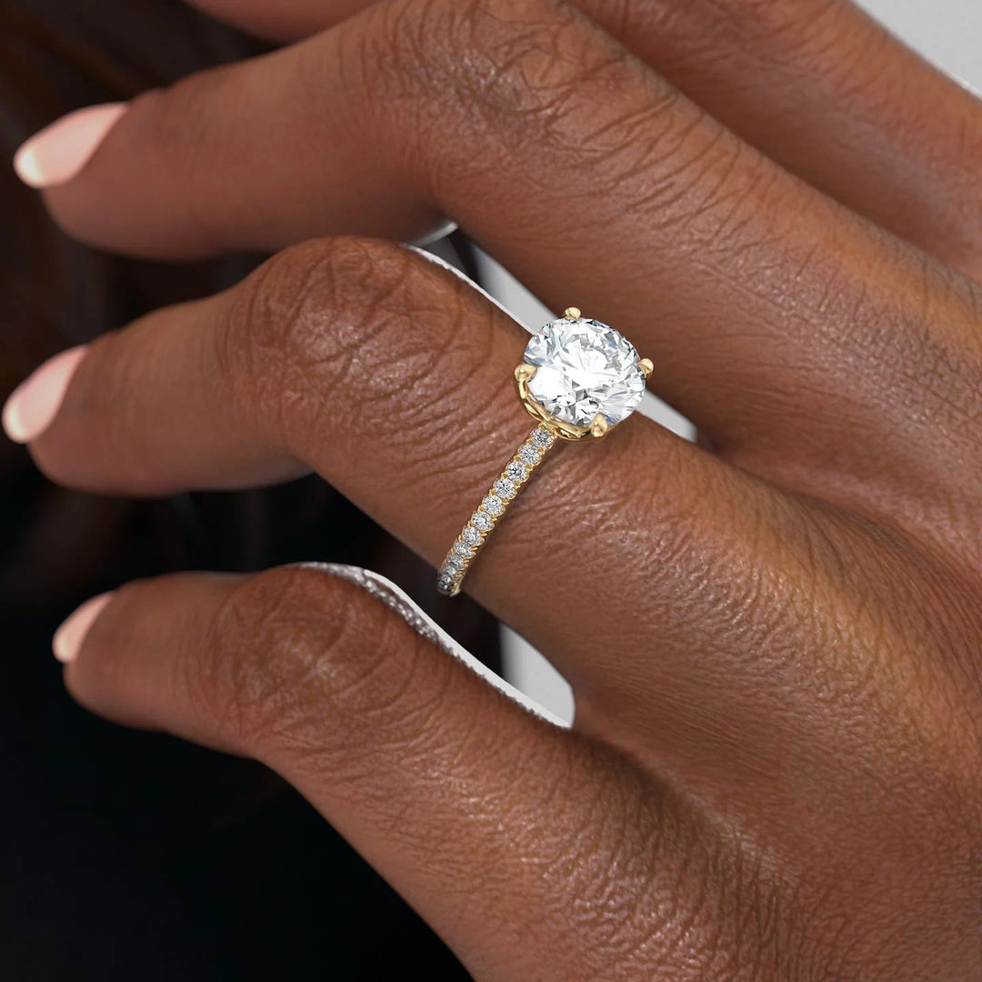 2 CT Round Cut Pave  Engagement Ring - Lab Grown Diamond