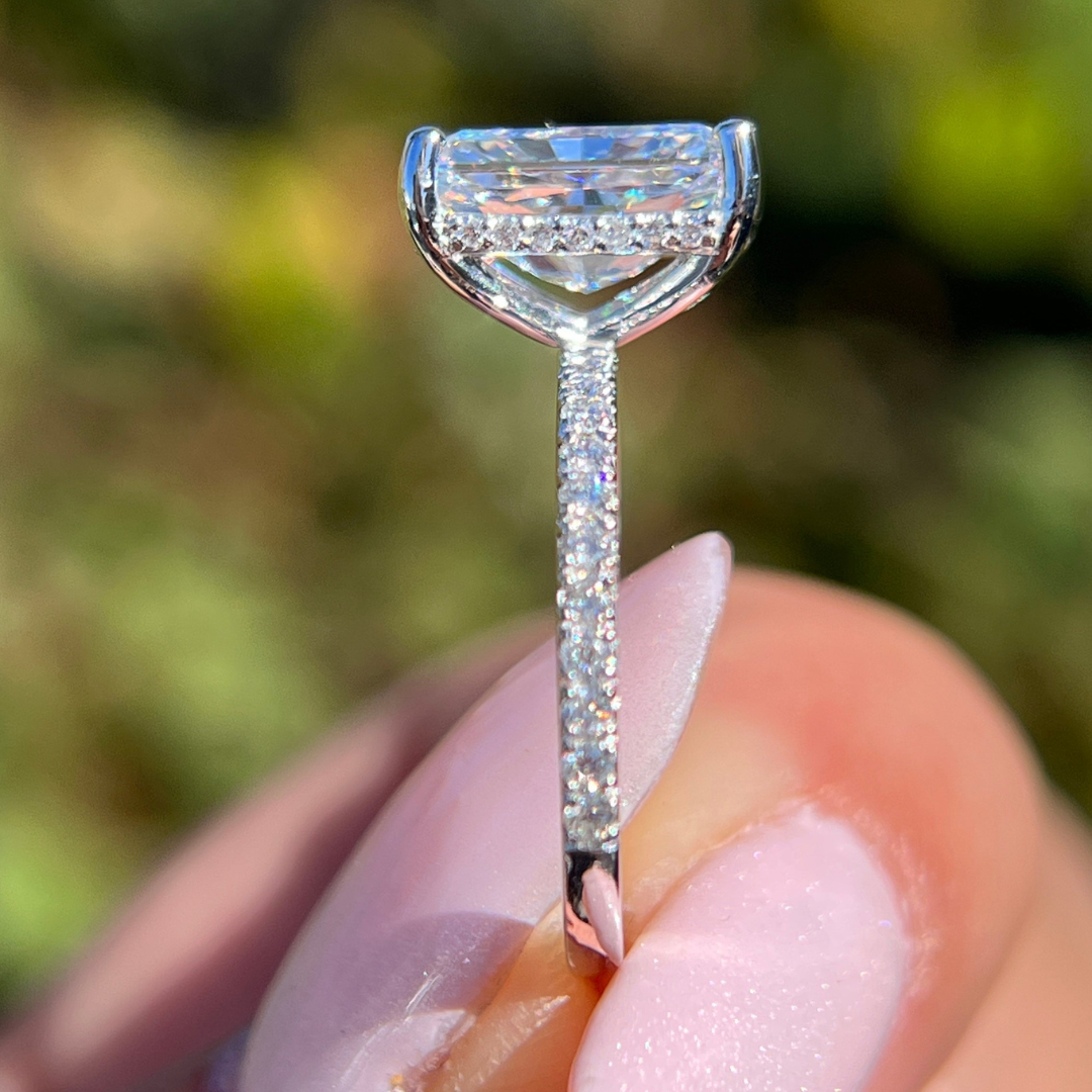 4 CT Radiant Cut Pave Engagement Ring - Moissanite Diamond