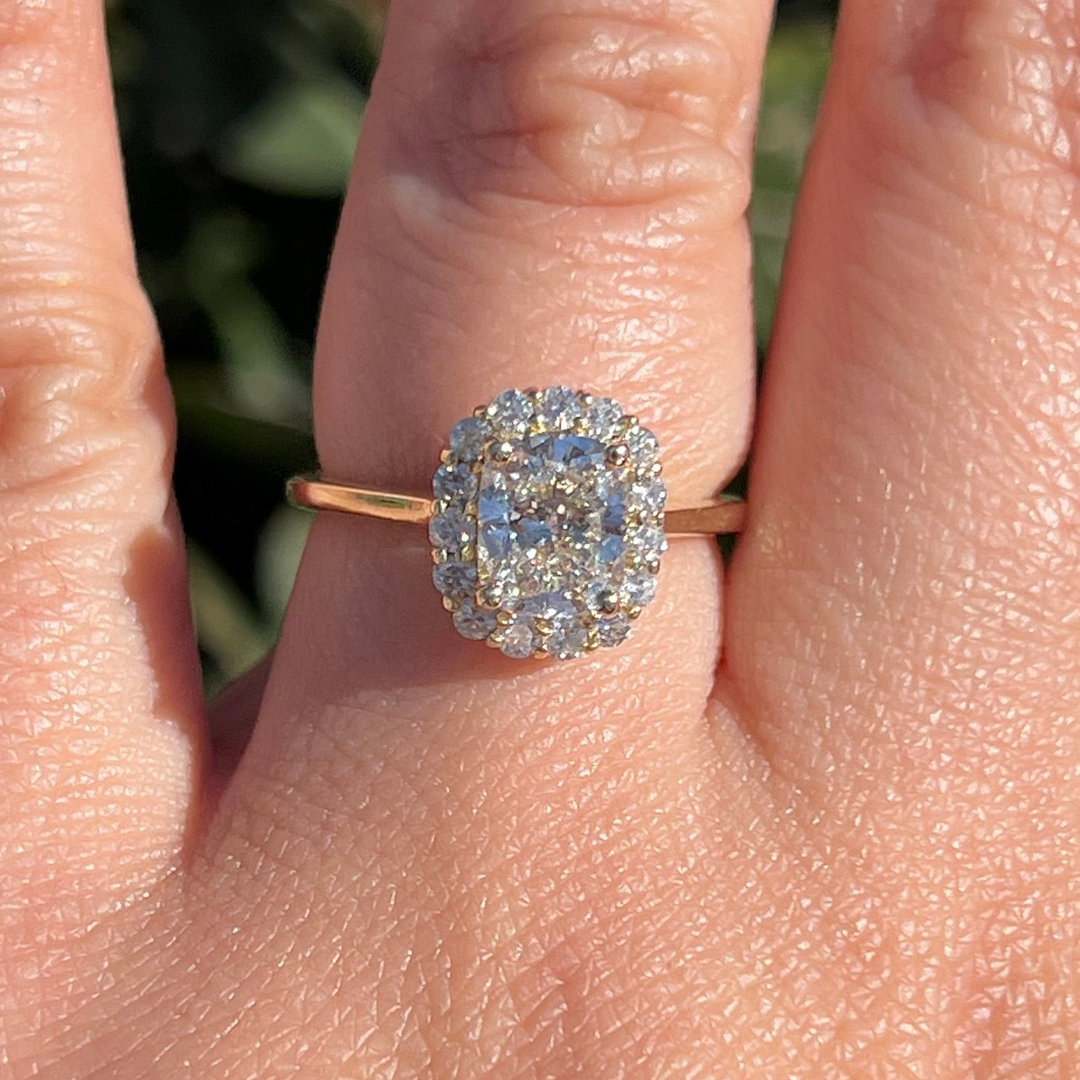 2 CT Elongated Cushion Cut Halo Engagement Ring - Lab Grown Diamond