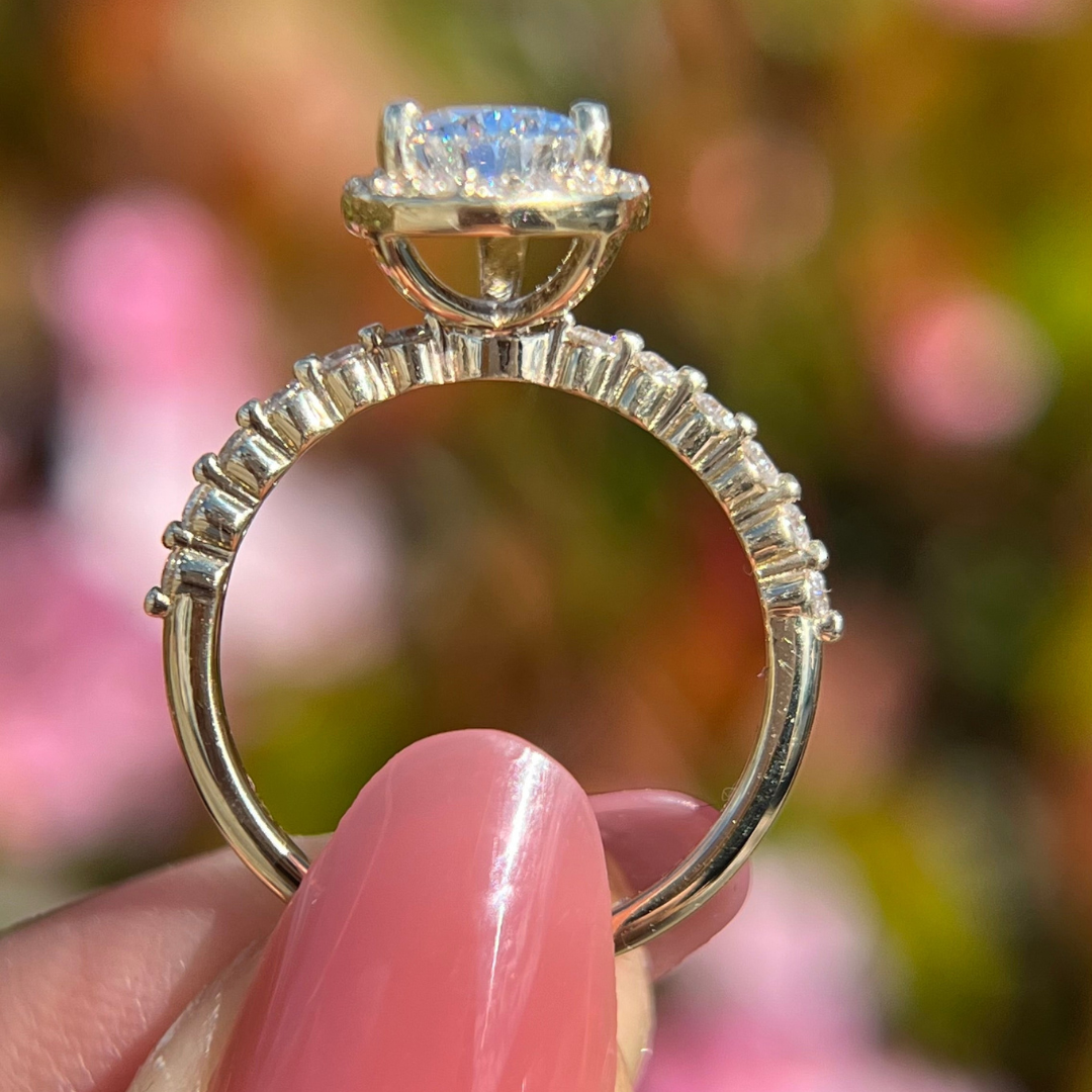 2 CT Pear Cut  Pave Halo Engagement Ring - Lab Grown Diamond