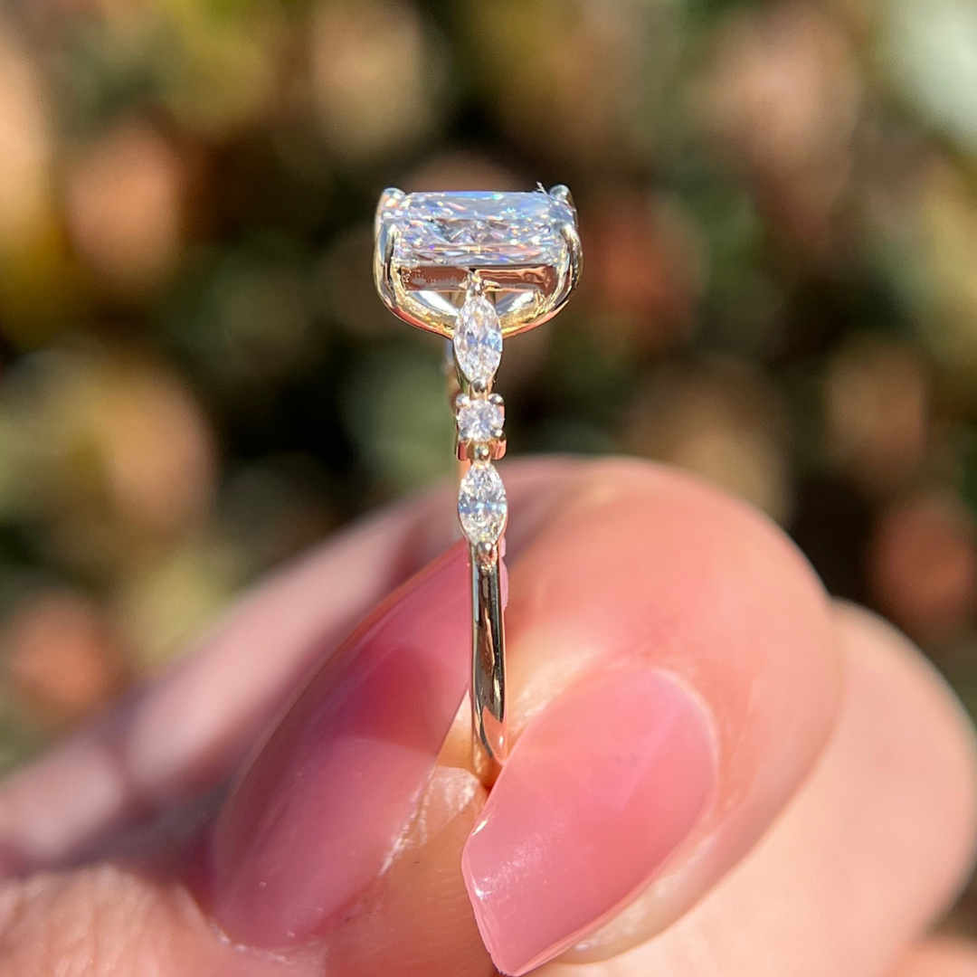 2 CT Radiant Cut  Pave Engagement Ring - Lab Grown Diamond