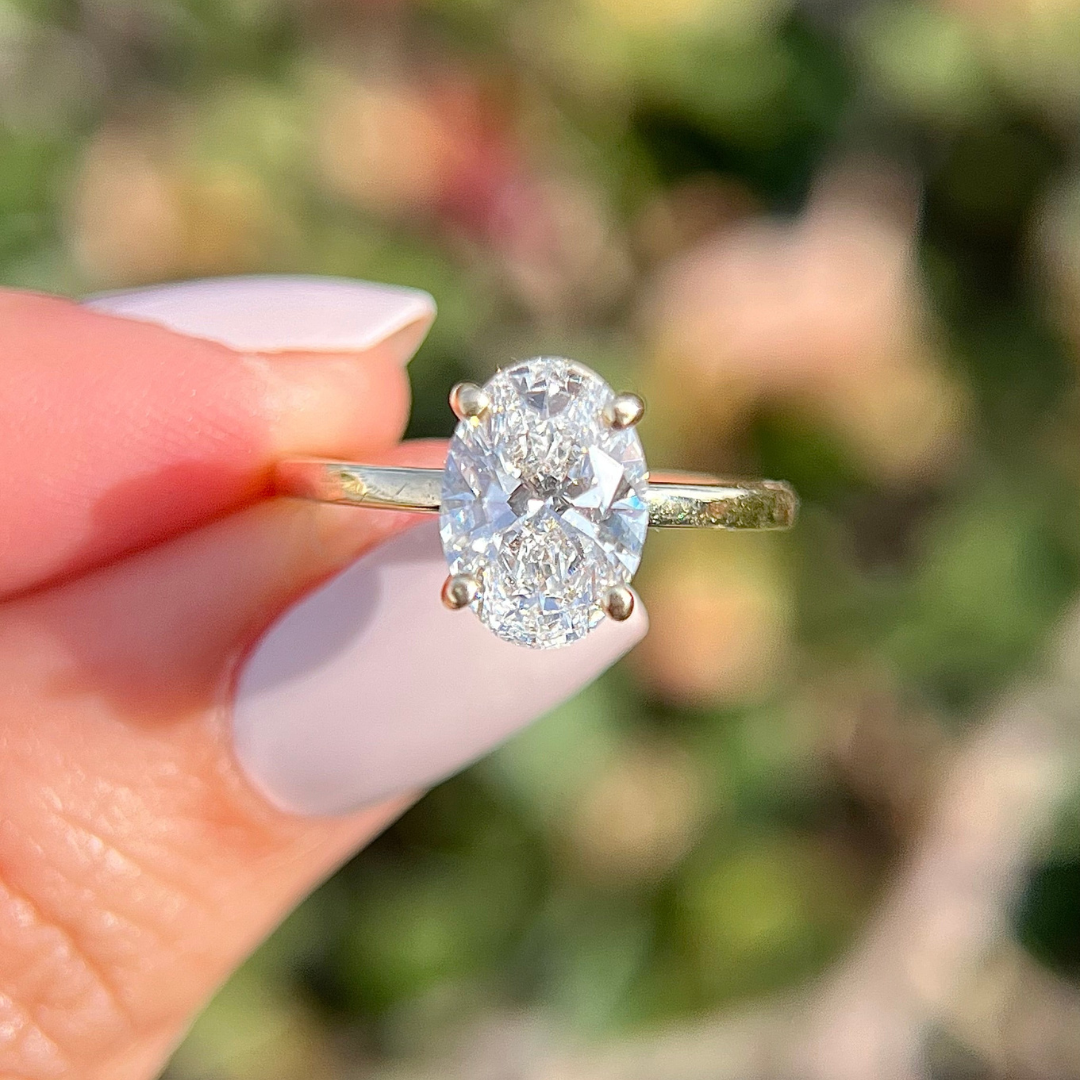 2 CT Oval Cut Solitaire Engagement Ring - Lab Grown Diamond