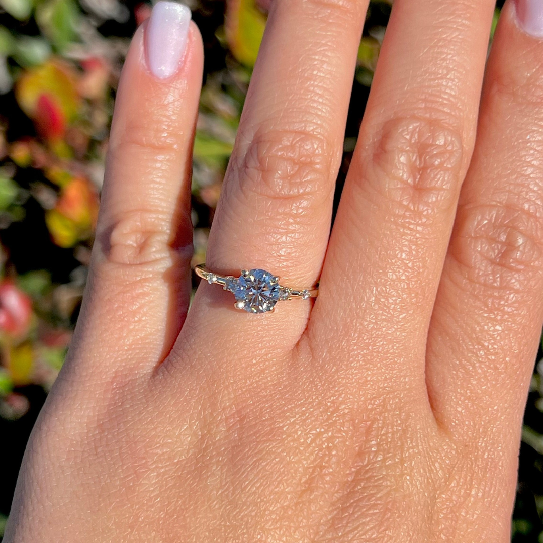 1 CT Round Cut Petite Pave Engagement Ring - Moissanite Diamond
