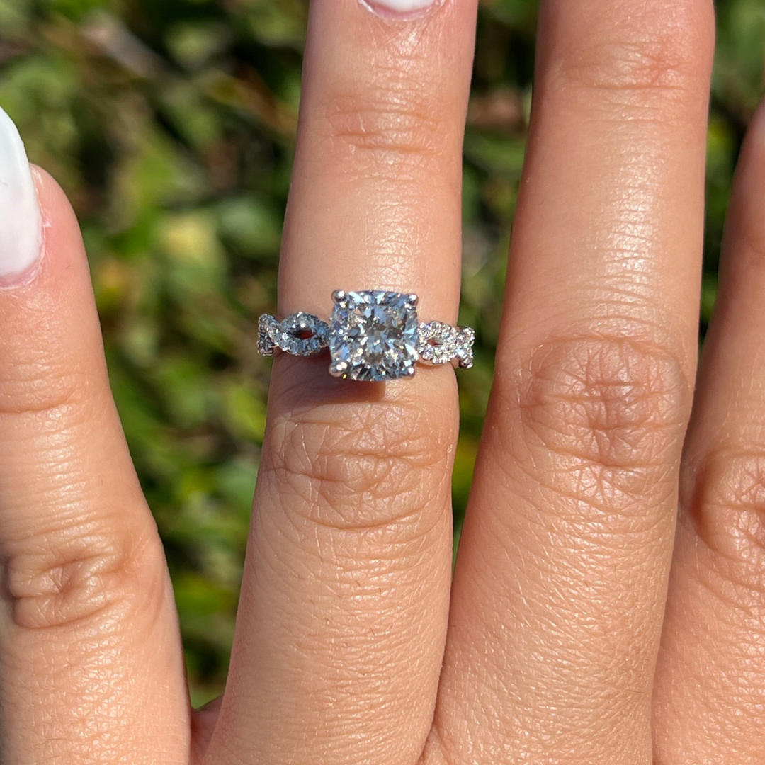 1 CT Cushion Cut Infinity Engagement Ring - Moissanite Diamond