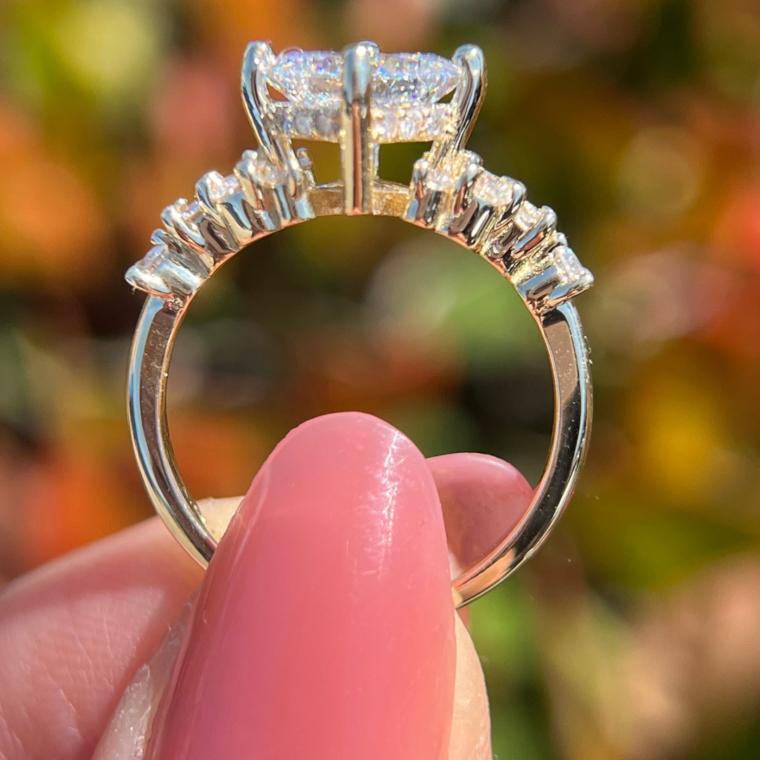 1 CT Princess Cut Cluster Engagement Ring - Lab Grown Diamond