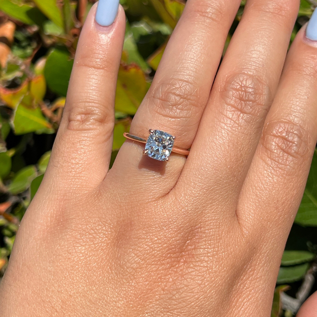 1 CT Cushion Cut Solitaire Engagement Ring - Moissanite Diamond
