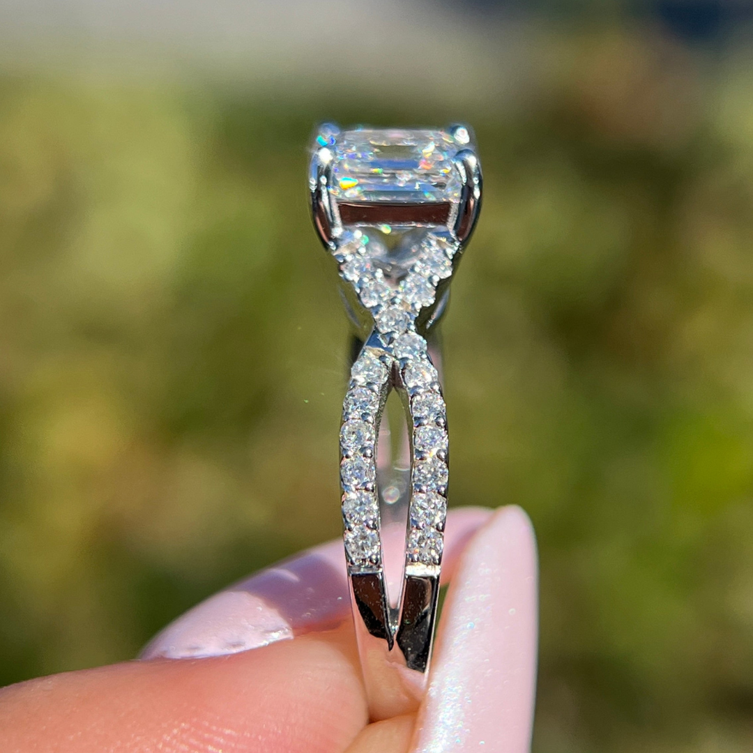 1 CT Asscher Cut Infinity Engagement Ring - Moissanite Diamond