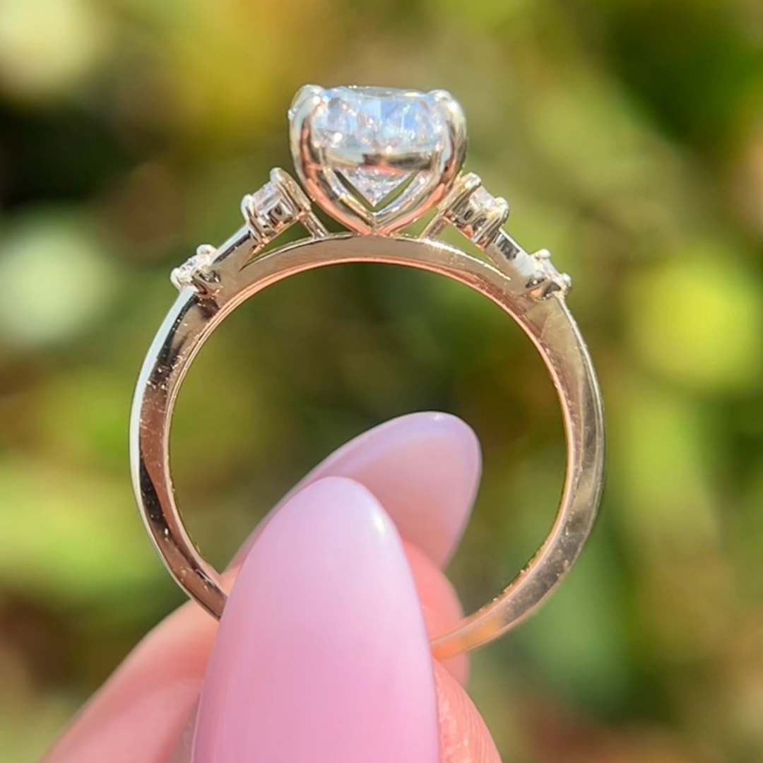 3 CT Oval Cut Petite Pave Engagement Ring - Lab Grown Diamond