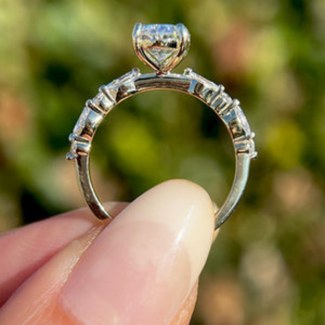 2 CT Oval Cut Pave Engagement Ring - Lab Grown Diamond