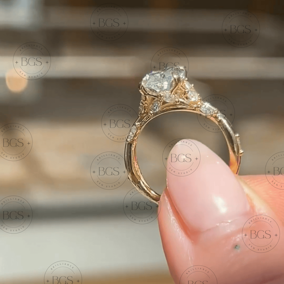 3 CT Oval Cut Floral Natural Inspire Engagement Ring - Lab Grown Diamond