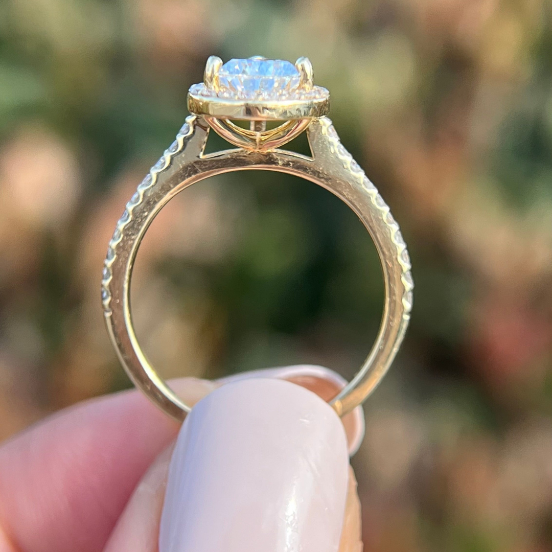 2 CT Pear Cut Halo Pave Engagement Ring - Lab Grown Diamond