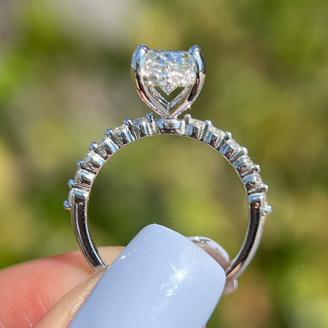 2 CT Oval Pave Engagement Ring - Moissanite Diamond
