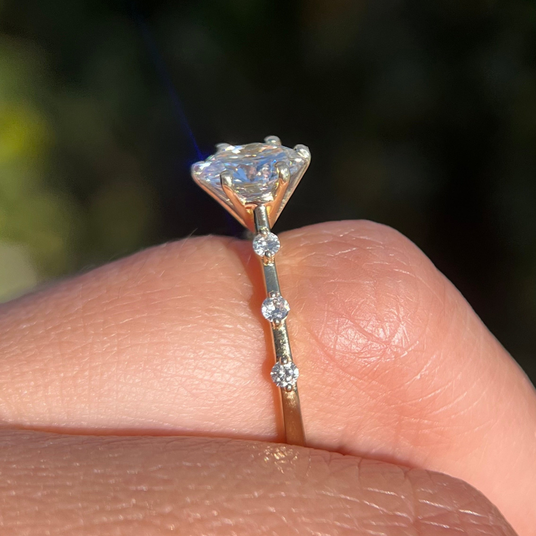 2 CT Round Cut Petite Pave Engagement Ring - Lab Grown Diamond