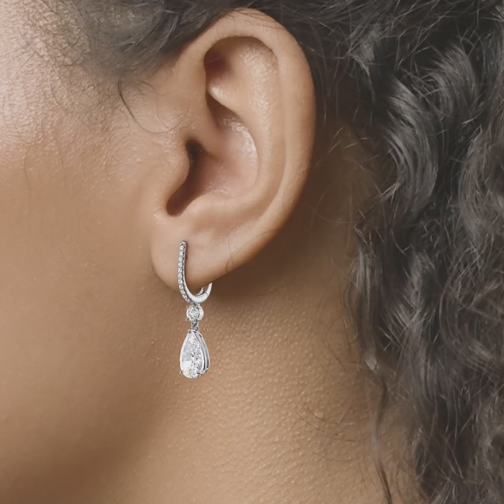 1 CT Pear Cut Moissanite Diamond Drop Earrings