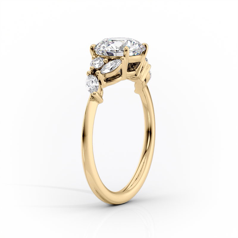 2 CT Asscher Cut Cluster Engagement Ring - Moissanite Diamond