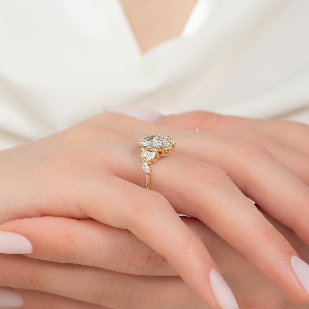 2 CT Pear Cut Cluster Engagement Ring - Moissanite Diamond
