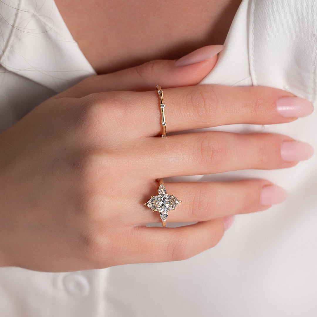 2 CT Marquise Cut Three Stone Engagement Ring - Moissanite Diamond