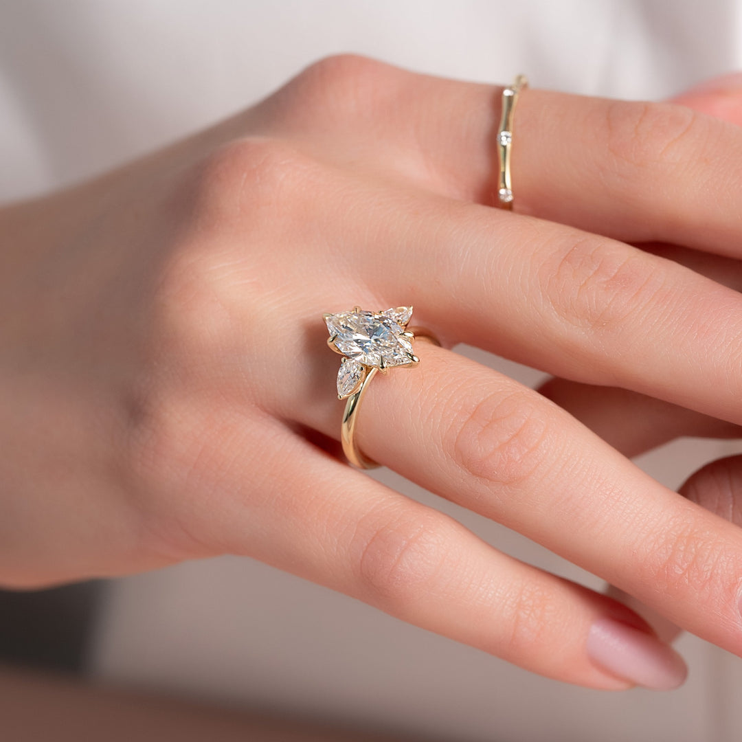 2 CT Marquise Cut Three Stone Engagement Ring - Moissanite Diamond