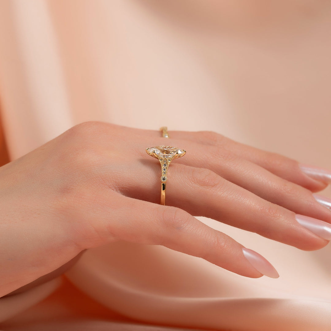 2 CT Marquise Cut Vintage Engagement Ring - Moissanite Diamond