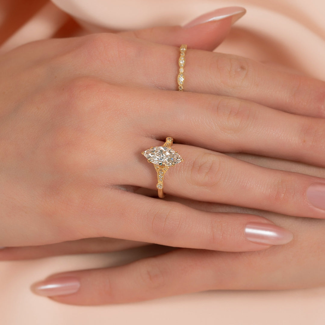 2 CT Marquise Cut Vintage Engagement Ring - Moissanite Diamond