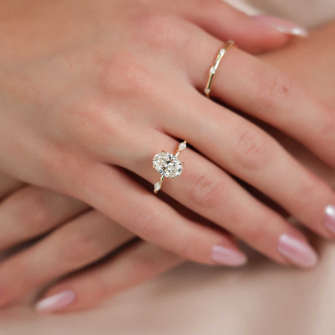 2 CT Oval Cut Three Stone Engagement Ring - Moissanite Diamond
