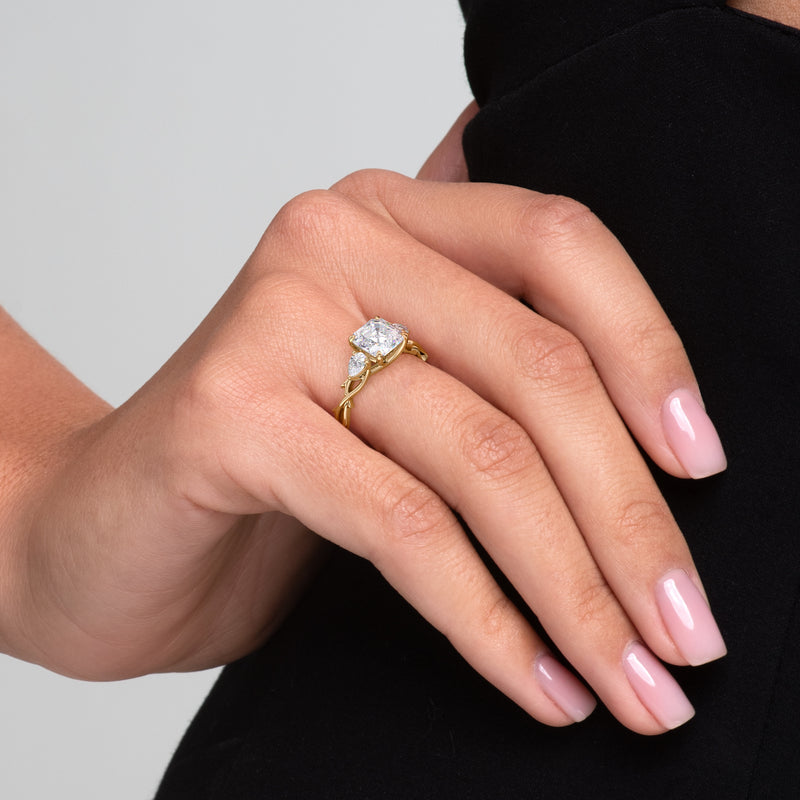 2 CT Asscher Cut Nature Inspired Engagement Ring - Moissanite Diamond