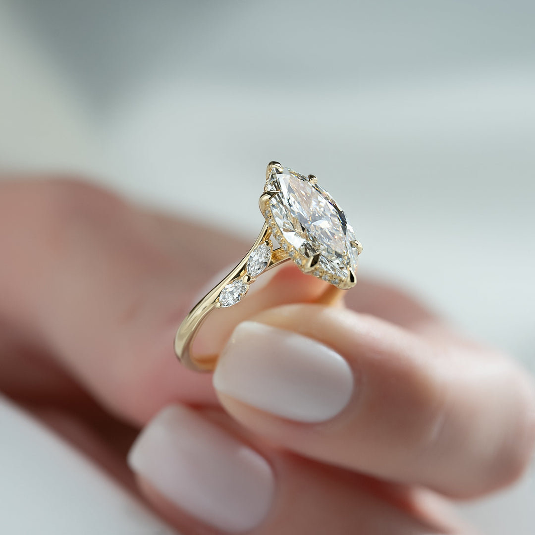 2 CT Marquise Cut Sweeping Engagement Ring - Moissanite Diamond